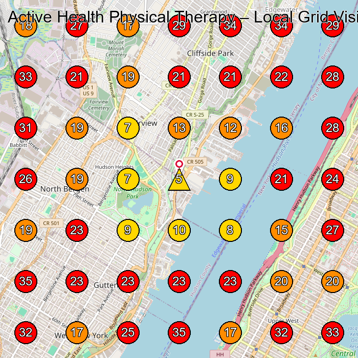 Active Health Physical Therapy GeoGrid visibility map for Chiropractor in North Bergen